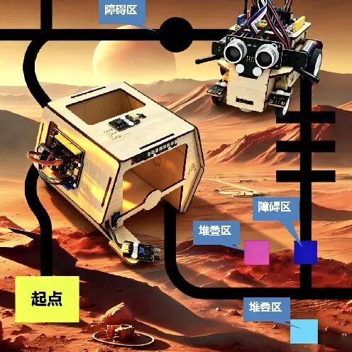 火星探险车AI思维创造套装课程展示 青少年机器人科创实践