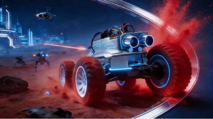 火星探险车产品主视觉图 太空探索主题AI思维创造课 STEAM教育课程